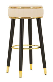 Scaun Bar Mauro Ferretti London Bar, Crem/Negru/Auriu, Ø38 cm