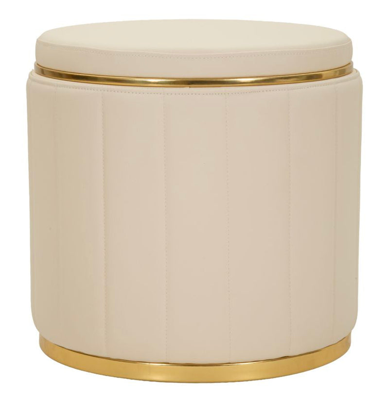 Puf Mauro Ferretti London, Crem/Auriu, Ø46 cm