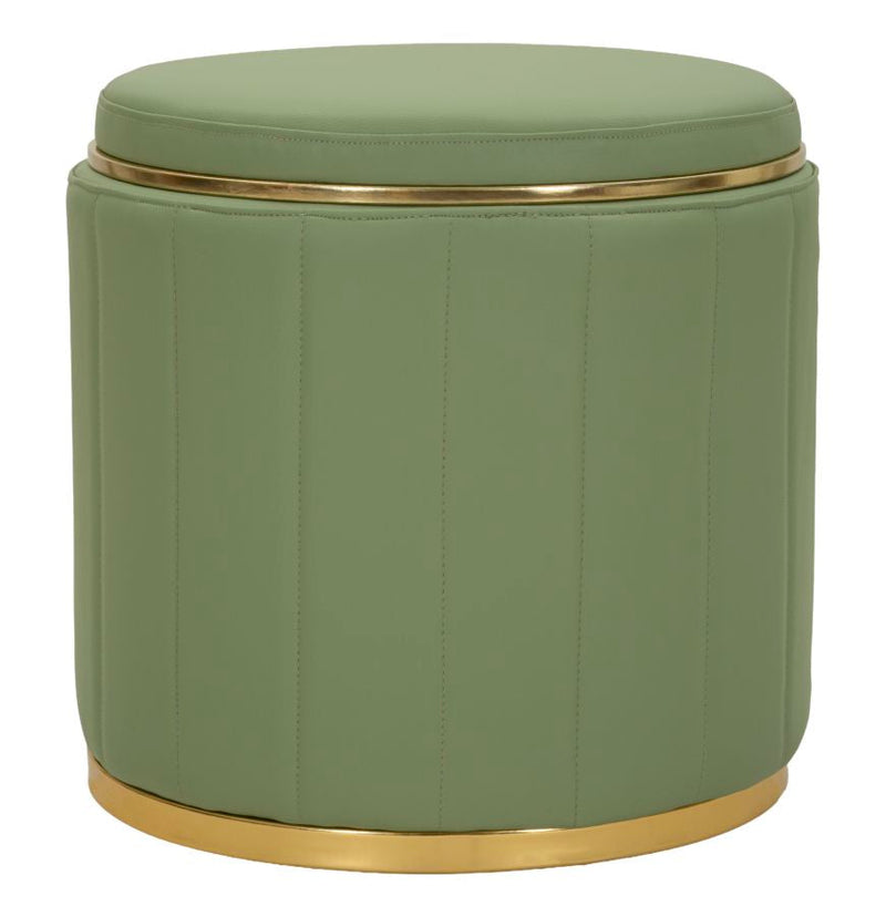 Puf Mauro Ferretti London, Verde/Auriu, Ø46 cm