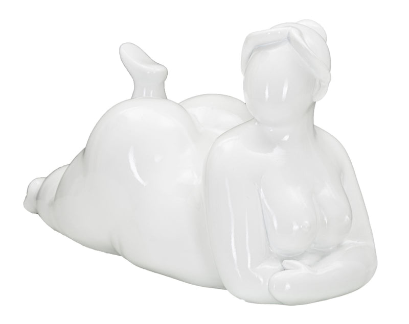 Decorațiune Mauro Ferretti Femeie Yoga Relaxare, Alb, 32x16 cm