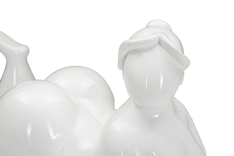 Decorațiune Mauro Ferretti Femeie Yoga Relaxare, Alb, 32x16 cm