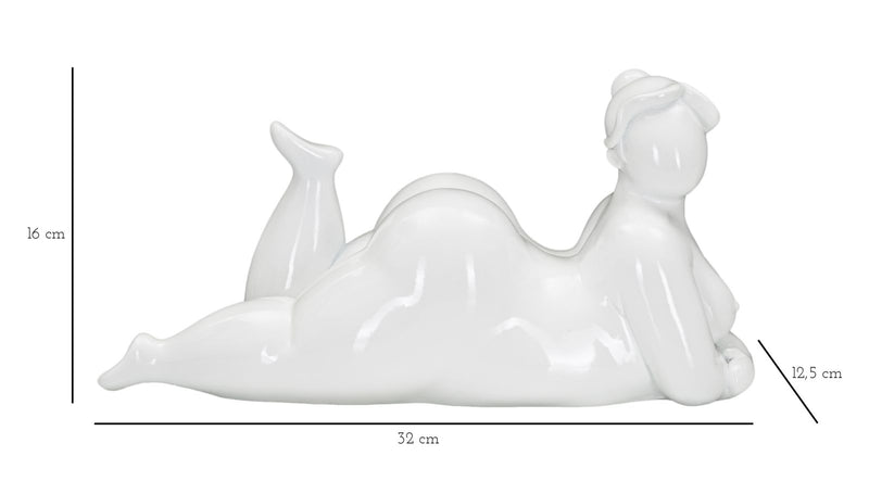 Decorațiune Mauro Ferretti Femeie Yoga Relaxare, Alb, 32x16 cm