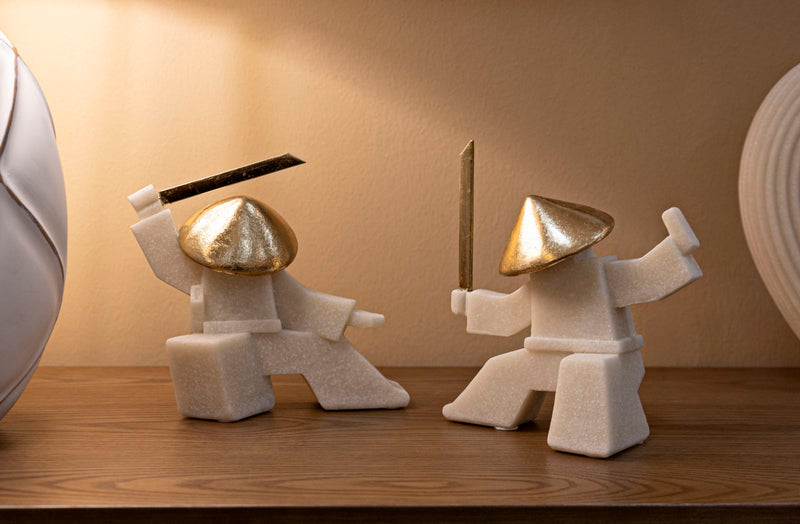 Decorațiune Mauro Ferretti Samurai Oda Quarzy, Alb/Auriu