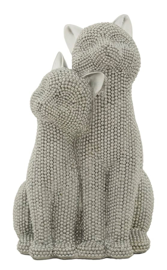 Decorațiune Mauro Ferretti Cats Sparky Couple, Argintiu, 13x21 cm