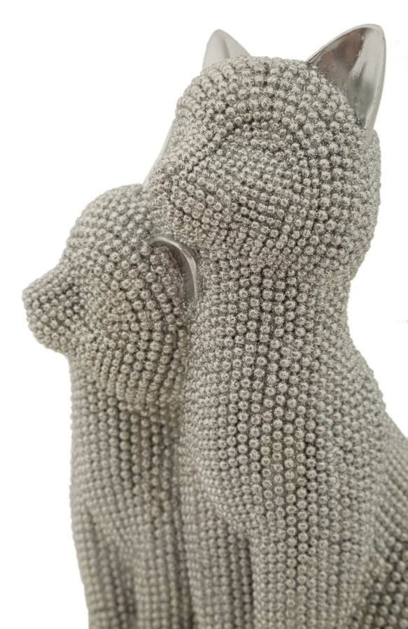 Decorațiune Mauro Ferretti Cats Sparky Couple, Argintiu, 13x21 cm