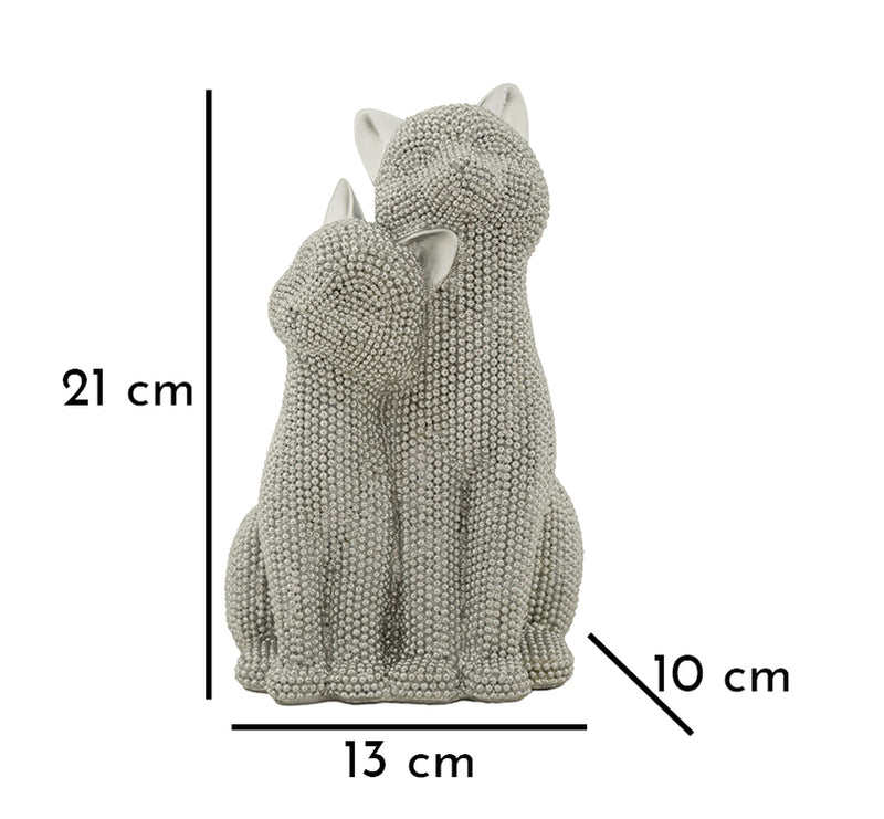 Decorațiune Mauro Ferretti Cats Sparky Couple, Argintiu, 13x21 cm