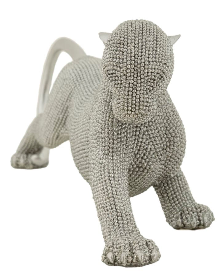 Decorațiune Mauro Ferretti Panter Sparky, Argintiu, 32x11 cm