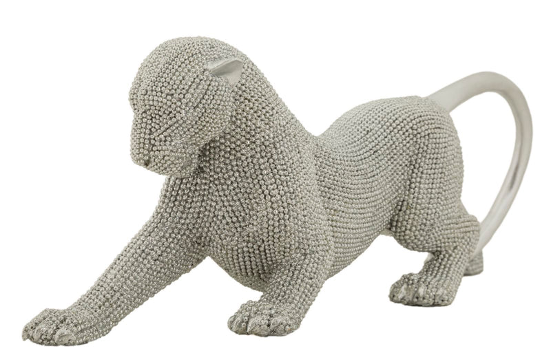 Decorațiune Mauro Ferretti Panter Sparky, Argintiu, 32x11 cm