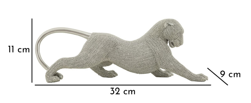 Decorațiune Mauro Ferretti Panter Sparky, Argintiu, 32x11 cm