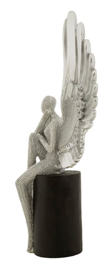 Decorațiune Mauro Ferretti Statuesparky, Argintiu/Negru, 24x34 cm