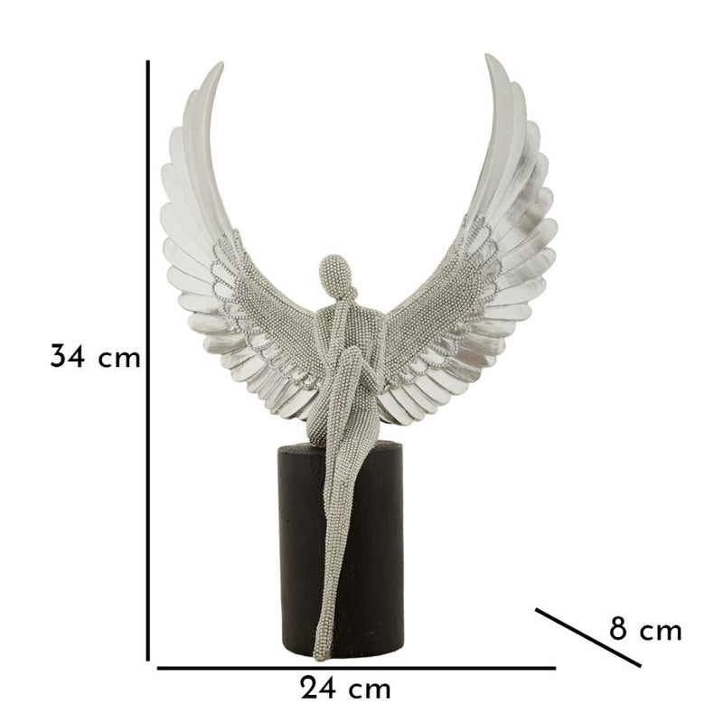 Decorațiune Mauro Ferretti Statuesparky, Argintiu/Negru, 24x34 cm