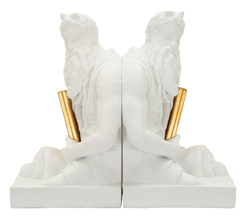 Decorațiune Mauro Ferretti Book End Poseidone, Alb/Auriu