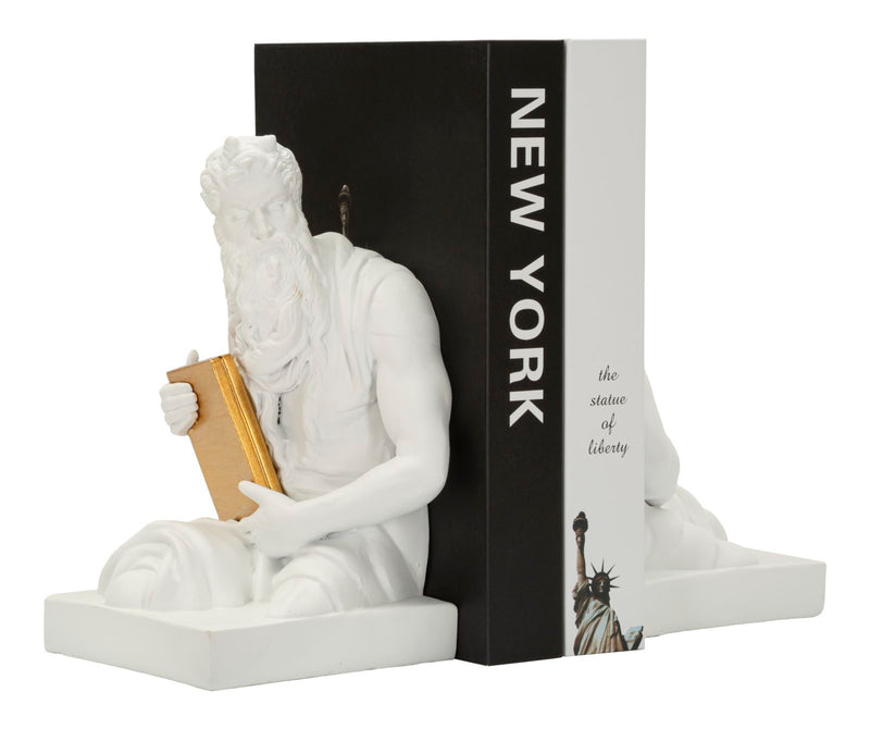 Decorațiune Mauro Ferretti Book End Poseidone, Alb/Auriu