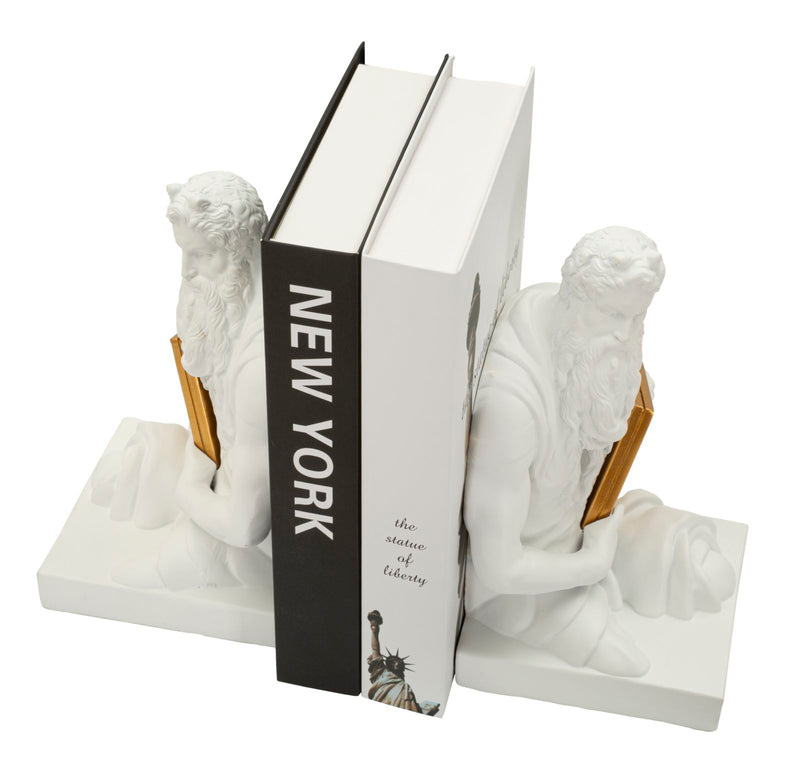 Decorațiune Mauro Ferretti Book End Poseidone, Alb/Auriu
