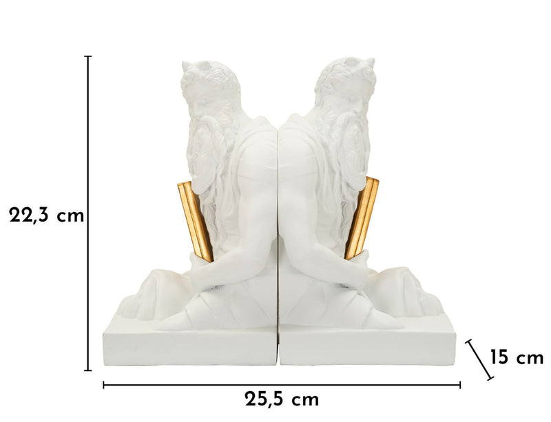 Decorațiune Mauro Ferretti Book End Poseidone, Alb/Auriu