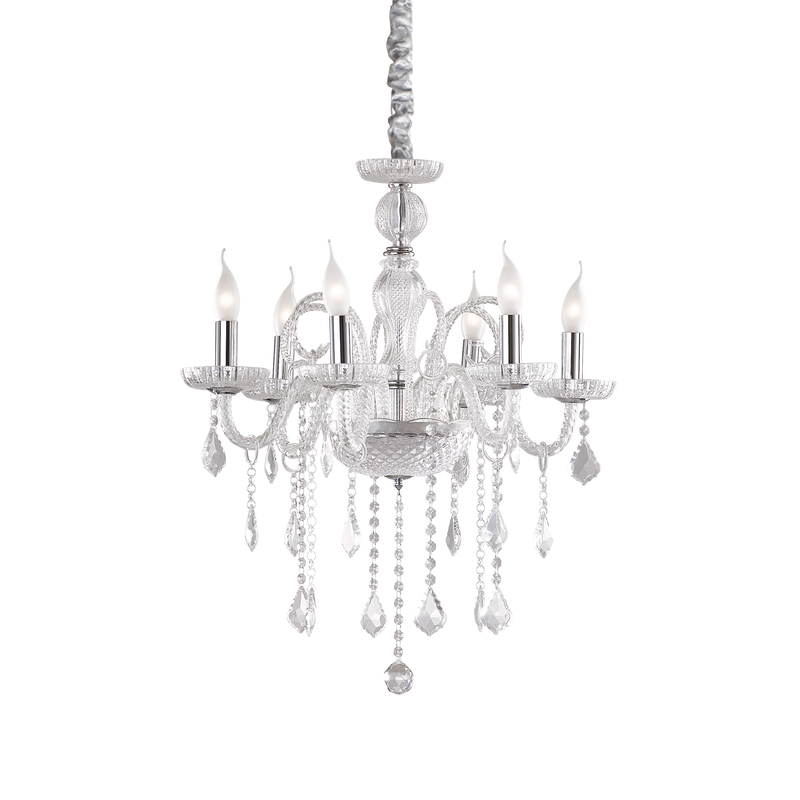 Candelabru Cristal GIUDECCA Ideal Lux, E14 max 6 x 40W, Transparent