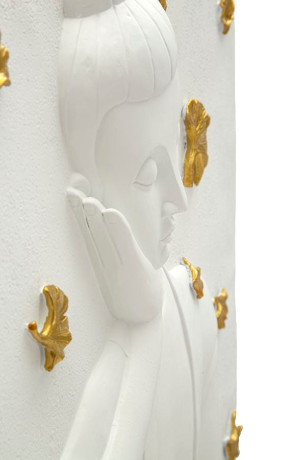 Decorațiune Perete Mauro Ferretti Buddha, White,Gold, 46x56 cm