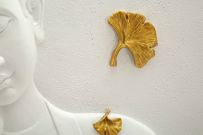 Decorațiune Perete Mauro Ferretti Buddha, White,Gold, 46x56 cm