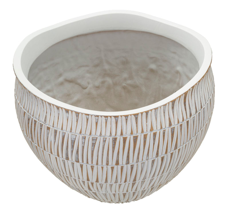 Vază Mauro Ferretti Cachepot Stiky, Auriu/Alb, Ø30 cm