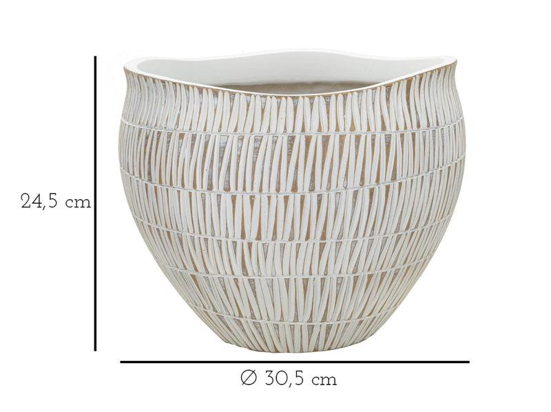 Vază Mauro Ferretti Cachepot Stiky, Auriu/Alb, Ø30 cm