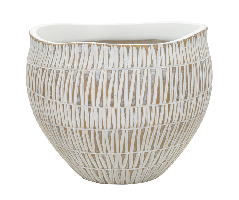 Vază Mauro Ferretti Cachepot Stiky, Auriu/Alb, Ø26 cm