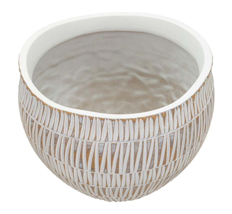 Vază Mauro Ferretti Cachepot Stiky, Auriu/Alb, Ø26 cm