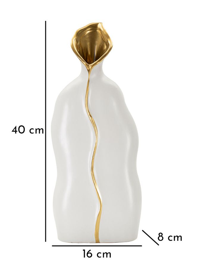 Vază Mauro Ferretti Uma, Alb/Auriu, 16x40 cm