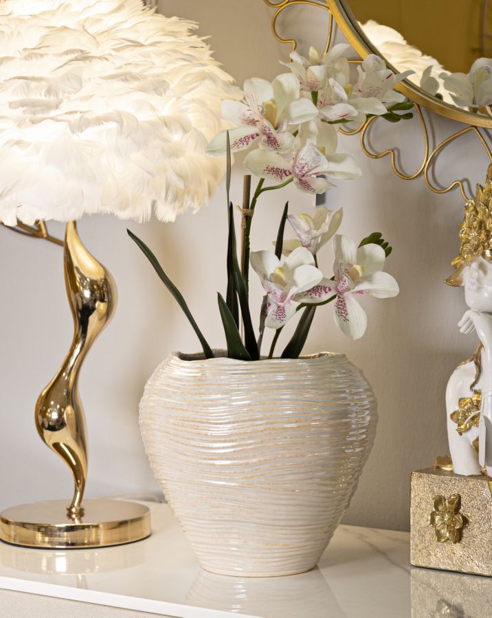 Vază Mauro Ferretti Perly Rotund Vase, Pearl Color, Ø27 cm