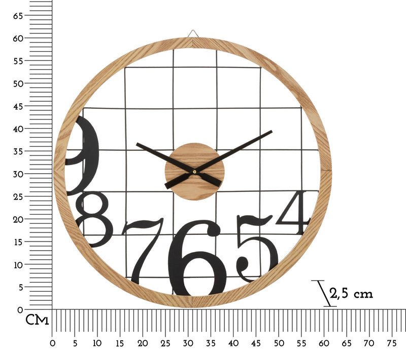 Ceas de Perete Mauro Ferretti Numbers, Negru/Maro, Ø60 cm