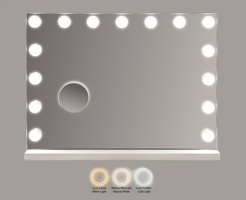 Oglindă de Masă Mauro Ferretti LED, Alb, Ø9 cm