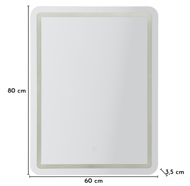 Oglindă Mauro Ferretti LED Simplu, Argintiu, 60x80 cm, 000R