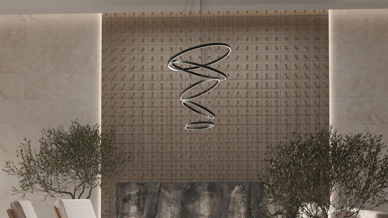 Lustră suspendată Maytoni Rim MOD058PL-L100B3K, LED 115W, Ø80 cm, iluminat cald 3000K