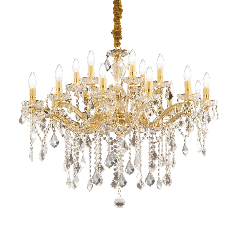 Candelabru Cristal FLORIAN Ideal Lux, E14 max 18 x 40W, Auriu