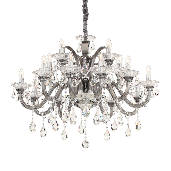 Candelabru Cristal COLOSSAL Ideal Lux, E14 max 15 x 40W, Gri