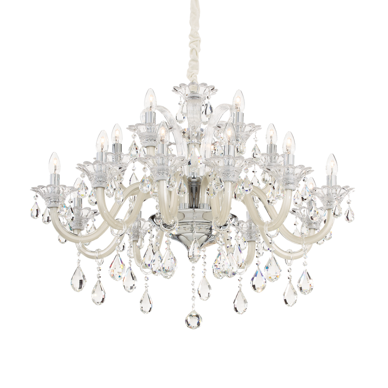 Candelabru Cristal COLOSSAL Ideal Lux, E14 max 15 x 40W, Sticla