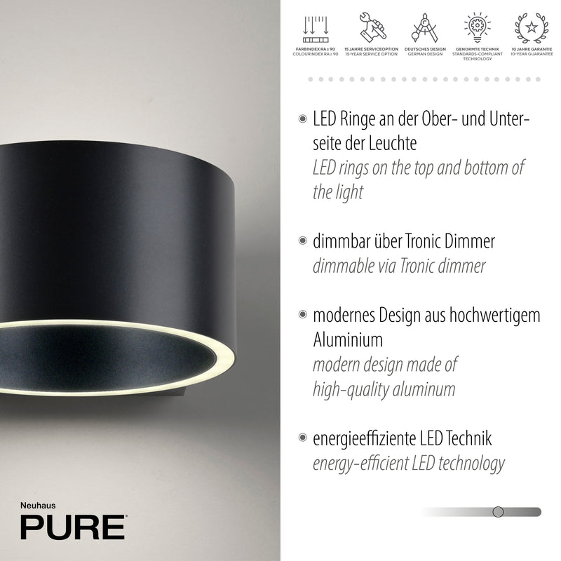 Aplica Paul Neuhaus PURE CLIPSE 2xLED Gri