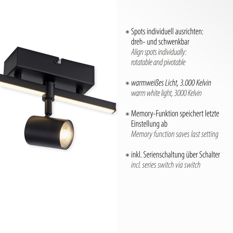 Plafoniera Paul Neuhaus BARIK 2xGU10 Negru