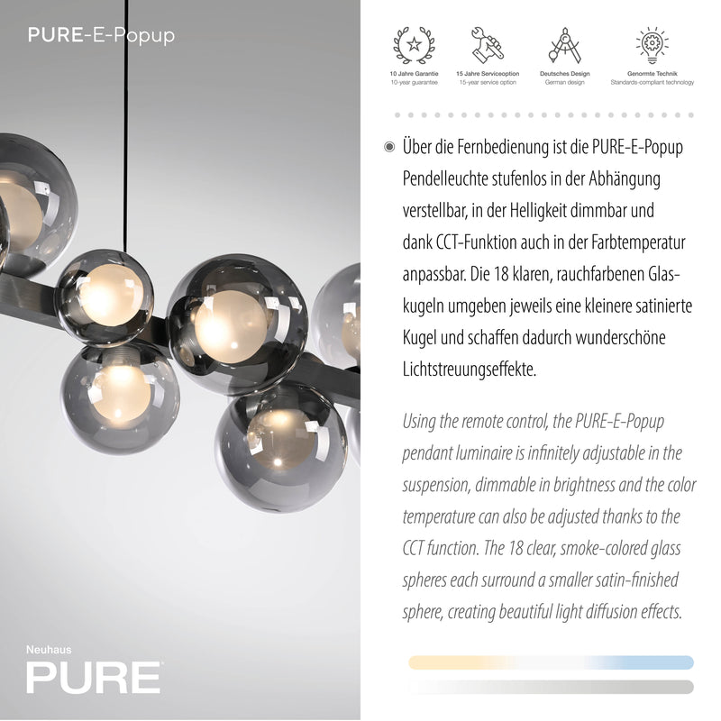 Lustra Paul Neuhaus PURE E-POPUP 18xLED Gri