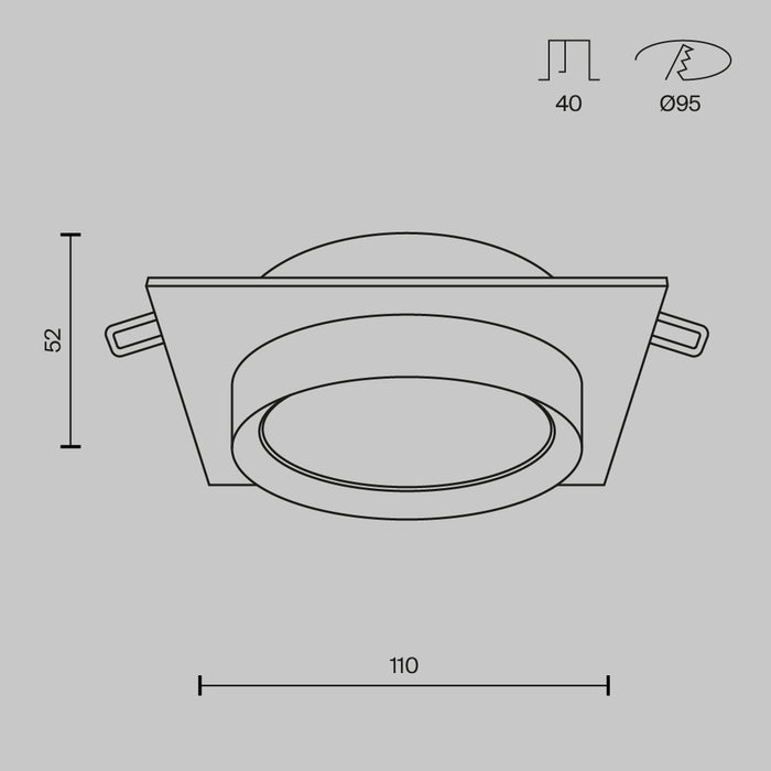 Spot incastrat Maytoni Technical Hoop Negru, 1XGX53, DL086-GX53-SQ-B