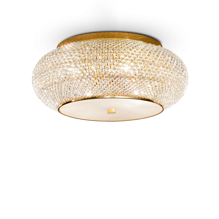 Plafoniera/Aplica PASHA' Ideal Lux, E14 max 10 x 40W, Auriu