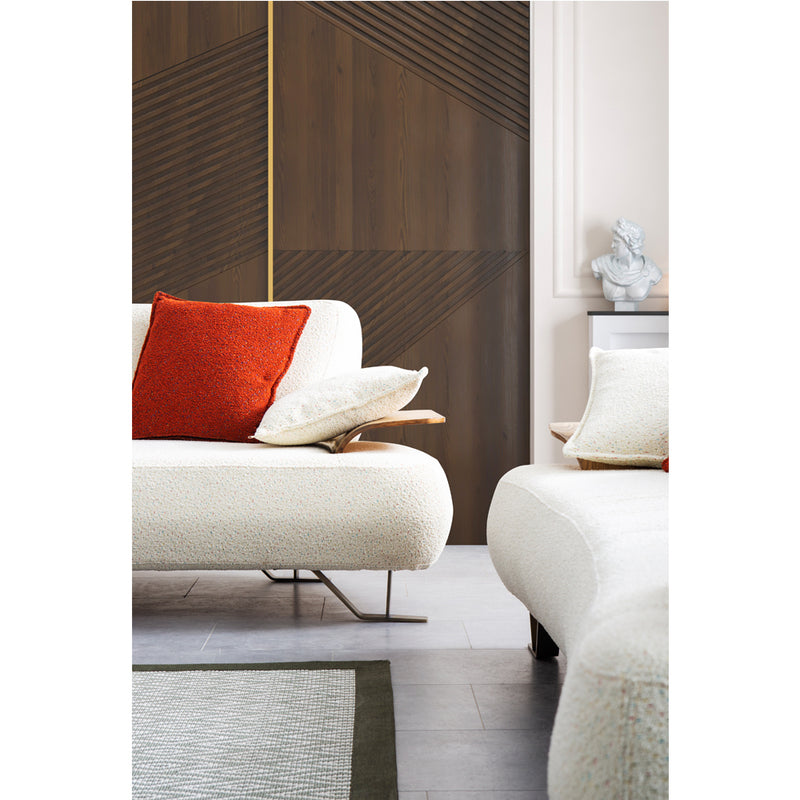 Canapea Lux Hilton Inev Asi Home, Boucle Off White, lungime 250cm, latime 99cm, inaltime 80cm