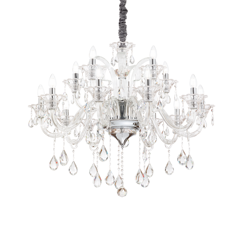 Candelabru Cristal COLOSSAL Ideal Lux, E14 max 15 x 40W, Transparent