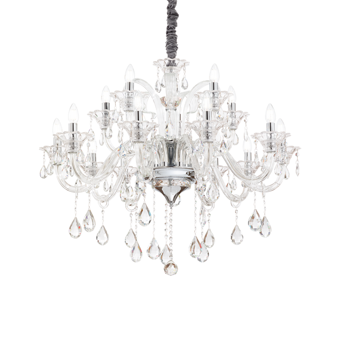 Candelabru Cristal COLOSSAL Ideal Lux, E14 max 15 x 40W, Transparent