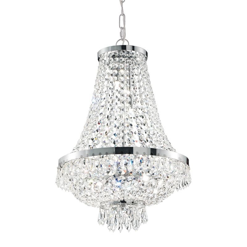 Candelabru Cristal CAESAR Ideal Lux, G9 max 12 x 4W, Crom