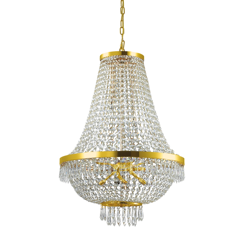 Candelabru Cristal CAESAR Ideal Lux, G9 max 12 x 4W, Auriu