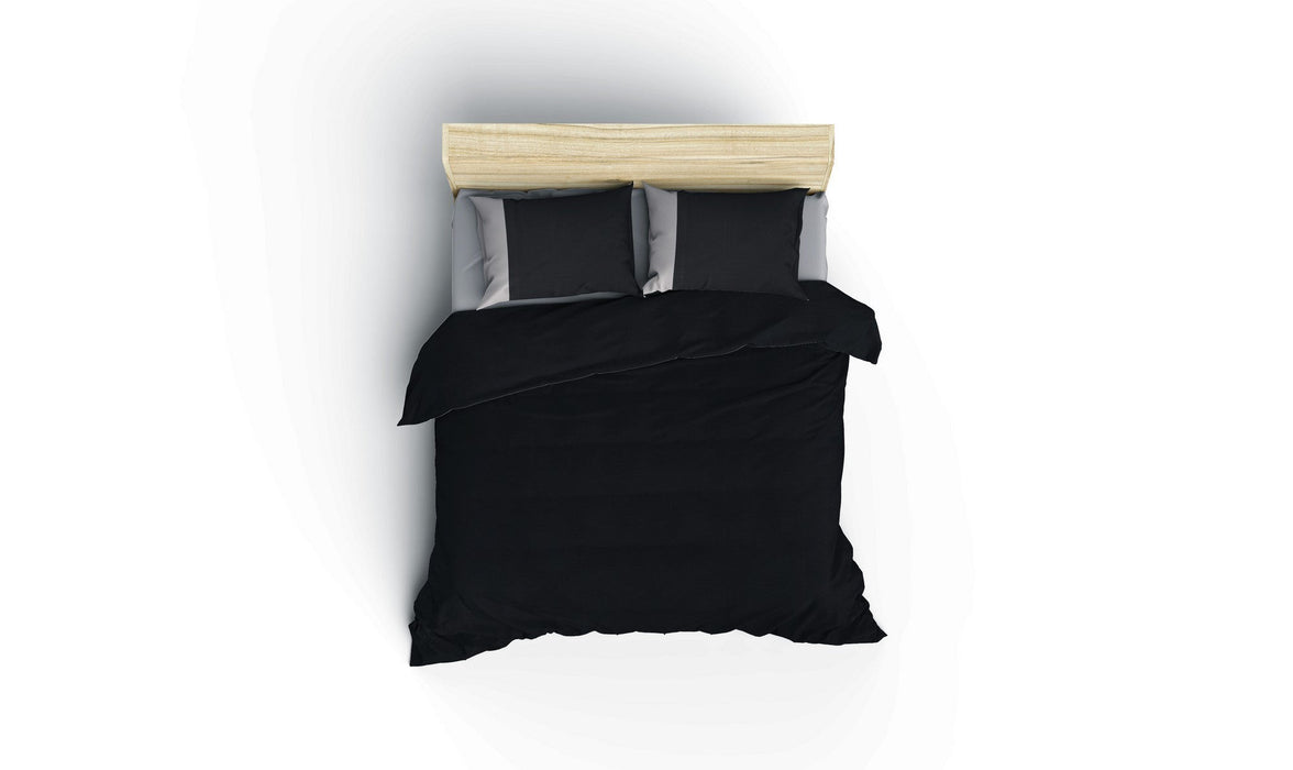 Set Lenjerie Ranforce de Pat Dublu Asi Home Plain - Black, Grey Bumbac 200|240|50X220|260|70 cm