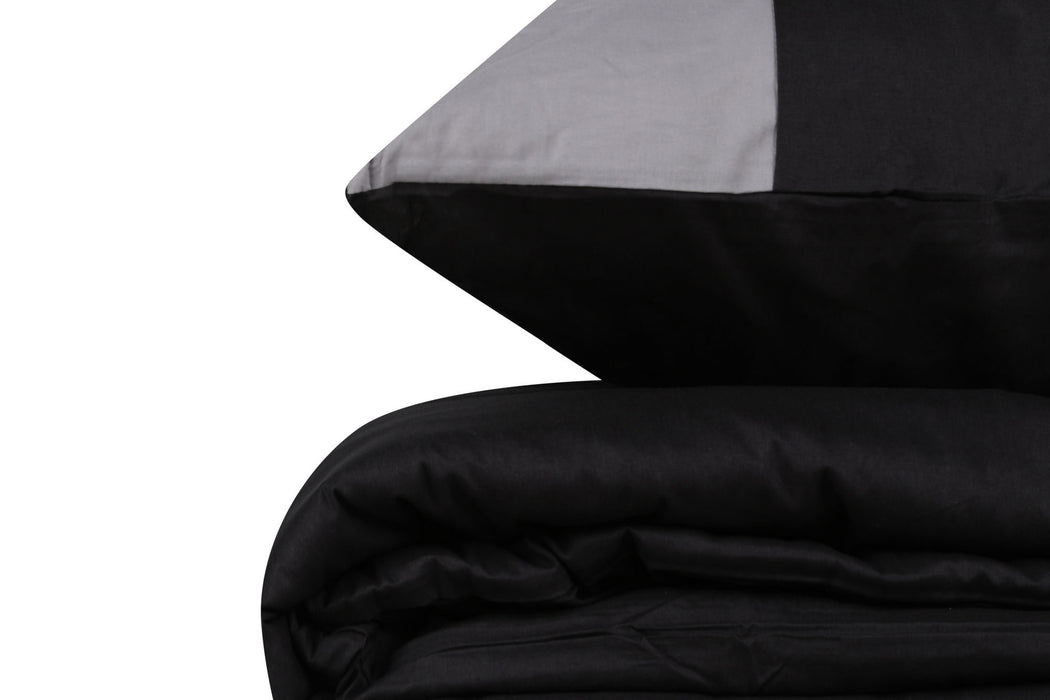 Set Lenjerie Ranforce de Pat Dublu Asi Home Plain - Black, Grey Bumbac 200|240|50X220|260|70 cm