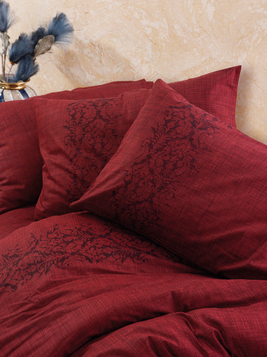 Set Lenjerie de Pat Ranforce Single Asi Home Sooty - Claret Red Bumbac 160|160|50X220|240|70 cm