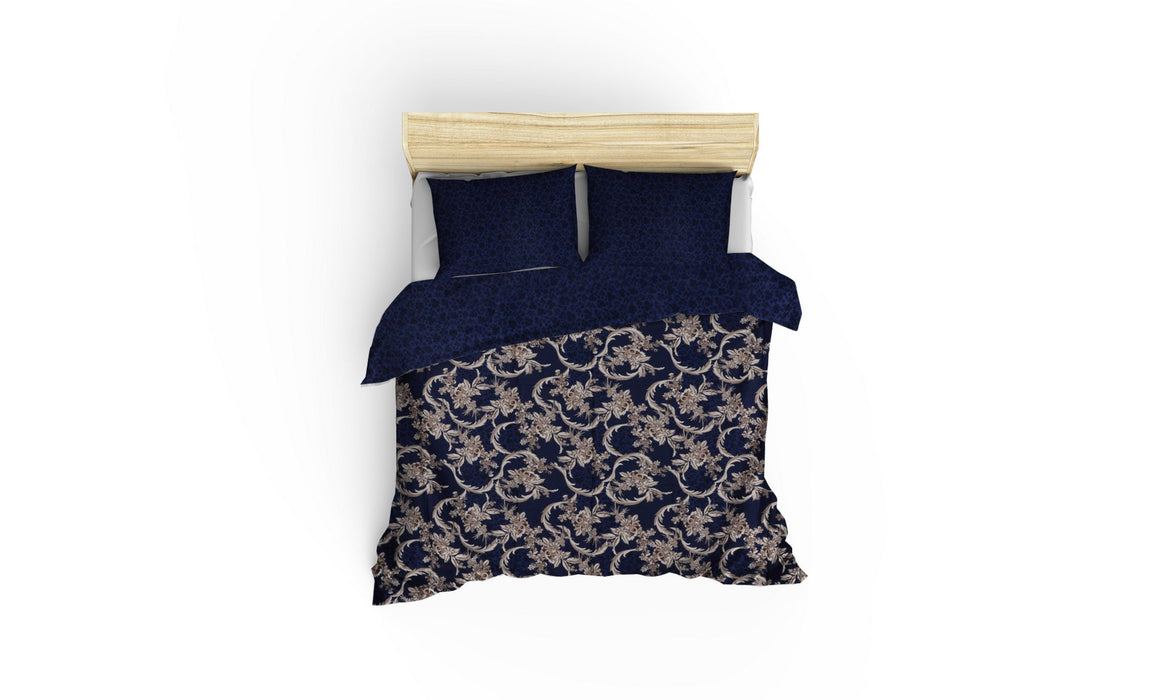 Set Lenjerie Satinată pentru Pat Dublu Asi Home Pera - Dark Blue Bumbac 200|240|50X220|260|70 cm