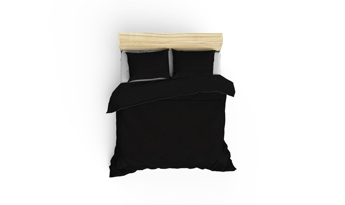 Set Lenjerie de Pat Dublu, Satin Premium Asi Home Elegant - Black Bumbac 200|240|50X220|260|70 cm